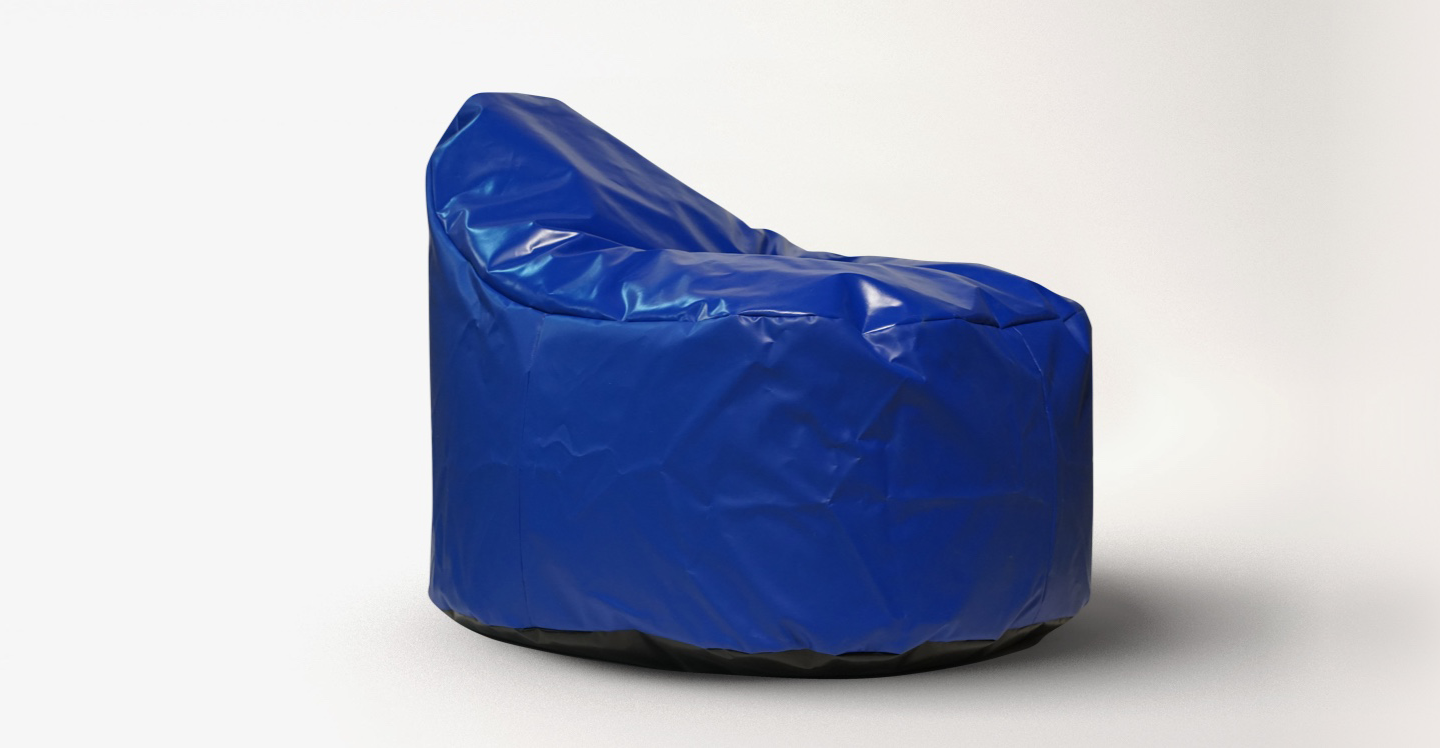 Blue soft beanbag known as a safety pod